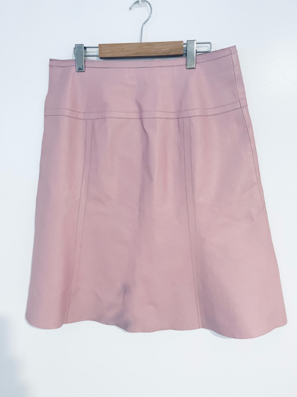 Danier Dusty Pink A-Line Leather Skirt